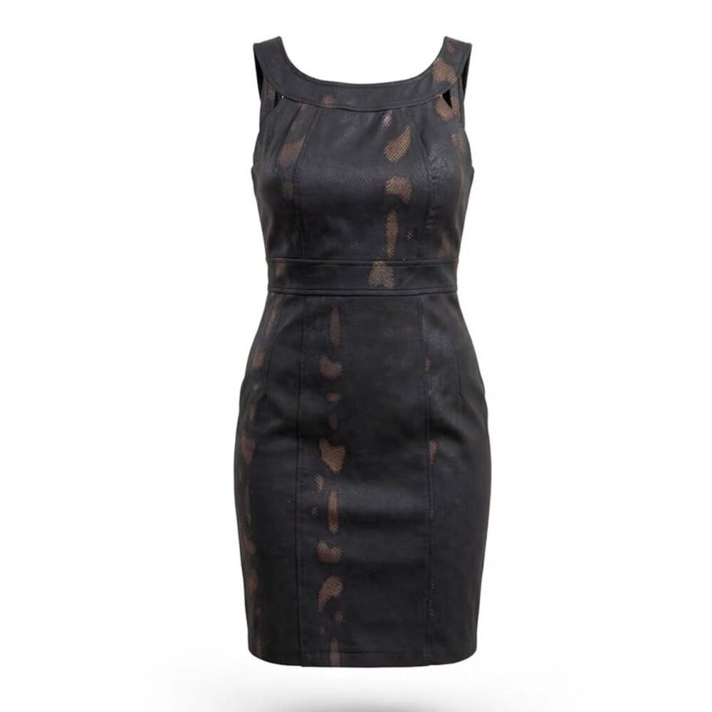 Emma & Michele Sleeveless Gray Patterned Sheath Midi Dress L